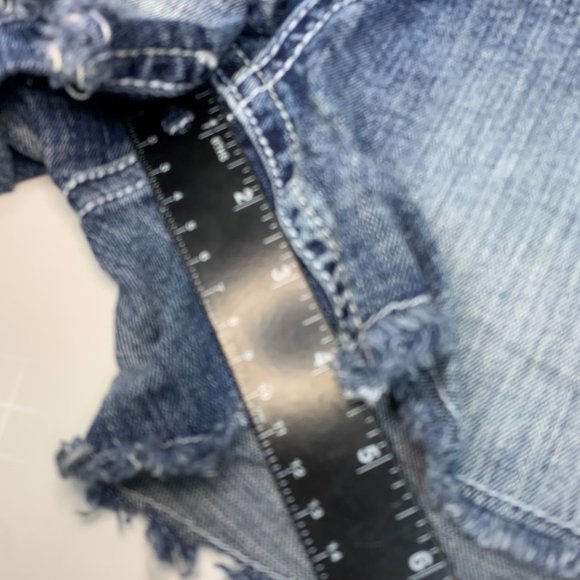 Maurices Bandana Jean Shorts Sz 7/8 Blue Bootie Embroidered Pocket Stretch Short - Picture 10 of 13